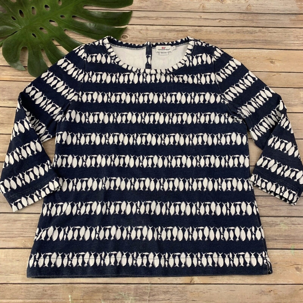 Vineyard Vines Fish Navy XS NWT Blue Shirt Top